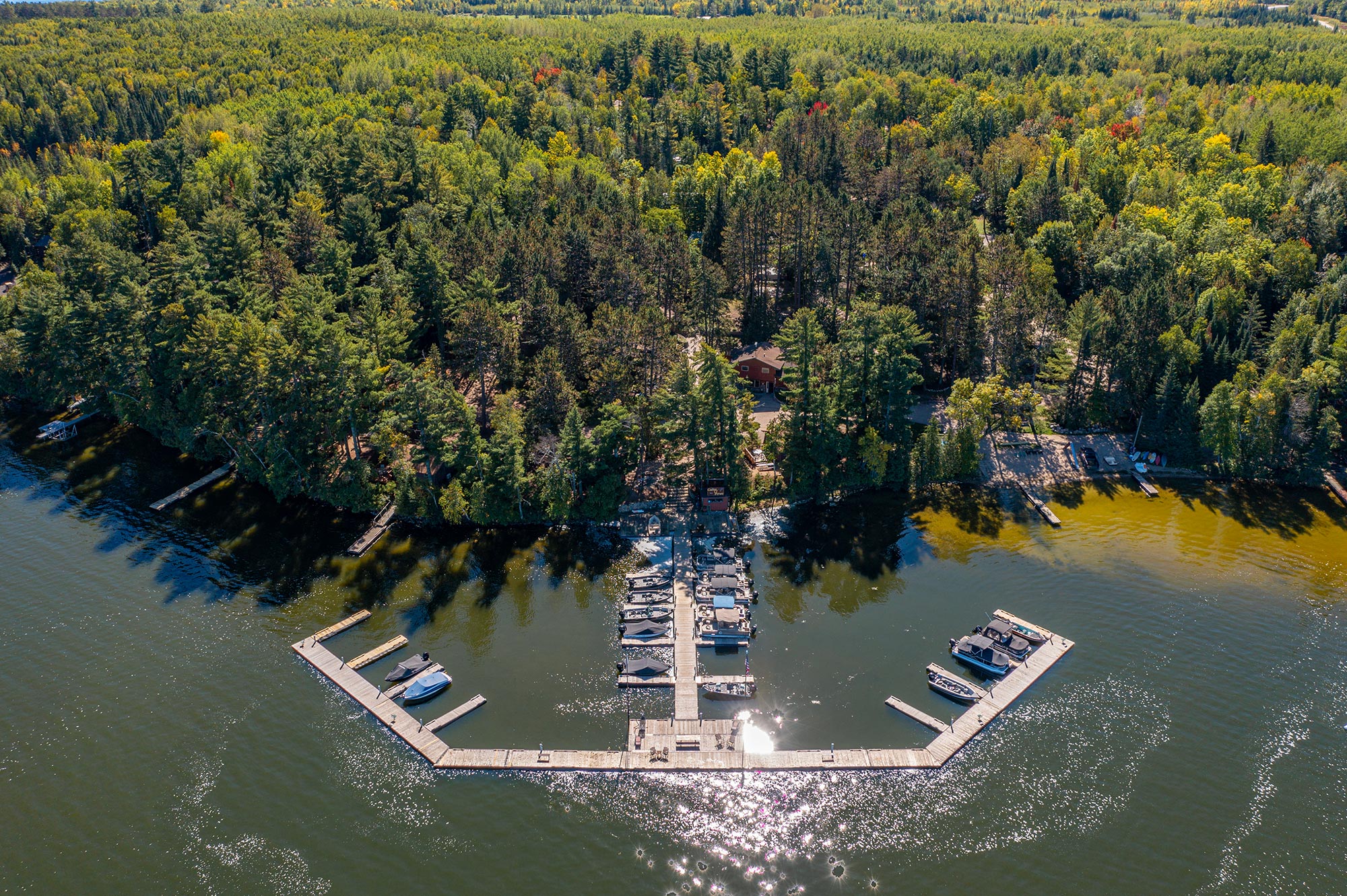 Large Main Dock at Cabin O' Pines Resort & Campground